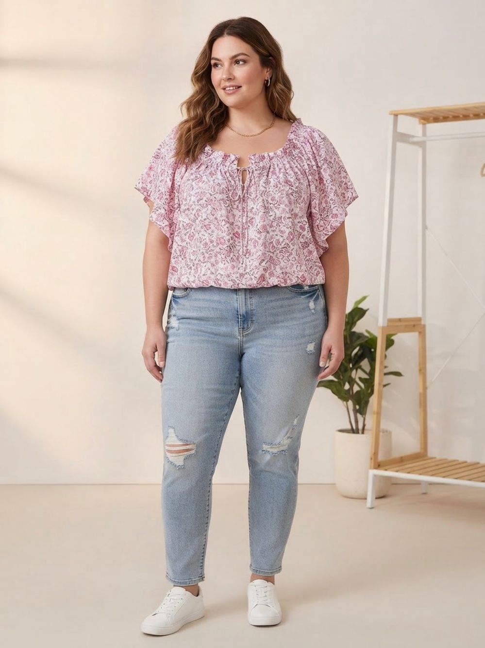 Torrid Floral flowy sleeves crop top 3X